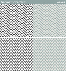 Geometric patterns, waves. Four seamless patterns with geometric motifs.