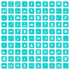 100 cleaning icons set grunge blue