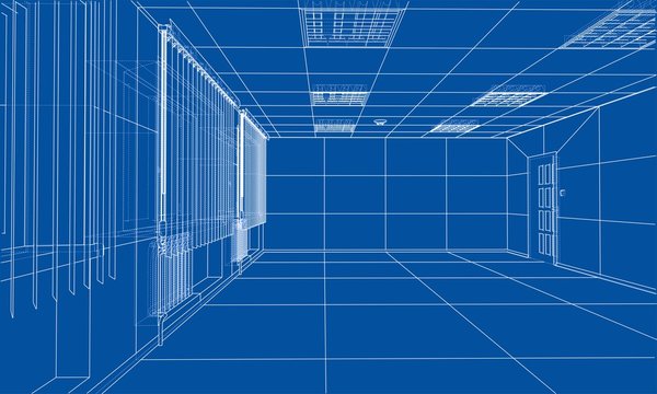 Interior sketch. Vector rendering of 3d