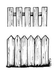 Sketch of wooden fences