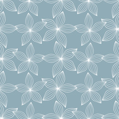 Fototapeta na wymiar Seamless floral blue pattern. Flowers background. Textile rapport.