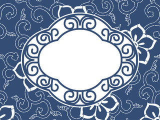Chinese Porcelain Style Background, Template, Cirrus And Flowers