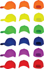Colorful set of baseball cap. vector illustration