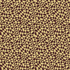 Geometric pattern with brown and golden triangles. Geometric modern ornament. Seamless abstract background