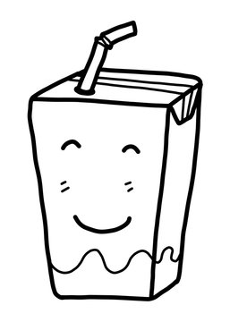 milk box cartoon / vector and illustration, black and white, hand drawn, sketch style, isolated on white background.