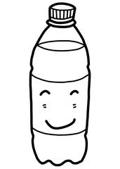 drinking water bottle cartoon / vector and illustration, black and white, hand drawn, sketch style, isolated on white background.