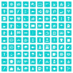 100 coffee cup icons set grunge blue