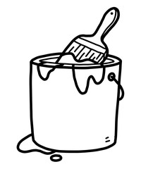 color bucket / cartoon vector and illustration, black and white, hand drawn, sketch style, isolated on white background.