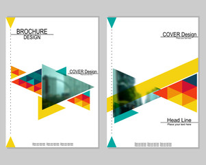 Vector brochure cover templates with blurred cityscape. EPS 10. Mesh background.