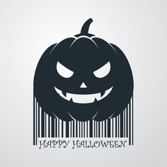 Codigo de barras Happy Halloween calabaza en fondo degradado