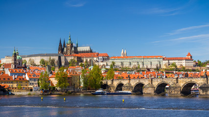 Fototapeta premium Prague Castle and Saint Vitus Cathedral, Czech Republic. Panoramic view