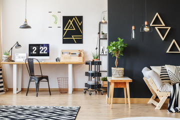 Creative workspace with triangle motive