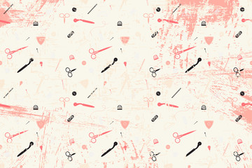  card with the image of tools for sewing. theme for fashion. Can be used in website design, etc.