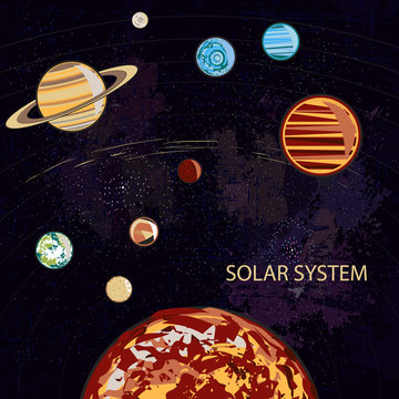  image of the solar system. Abstract planets on a background of space. Can be used in website design, etc.