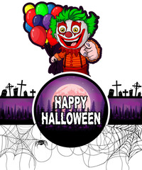 Happy Halloween Design template with clown.