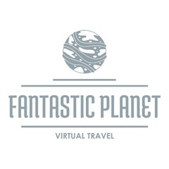 Fantastic planet logo, simple gray style