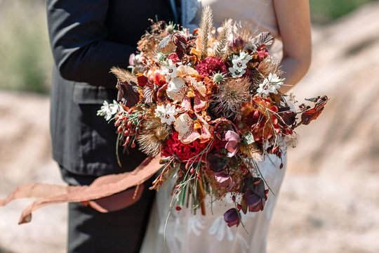 Wedding Bouquet With Dried Flowers.