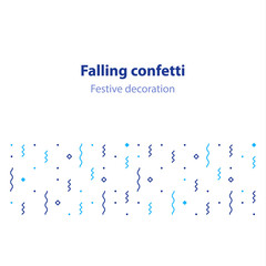 Festive abstract background, falling confetti vector pattern, minimalist decoration, celebration backdrop