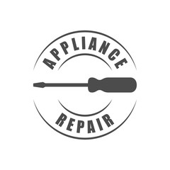 Appliance repair service logo with screwdriver silhouette icon