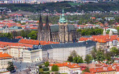 Fototapeta na wymiar Prague Castle and Saint Vitus Cathedral, Czech Republic. Panoramic view