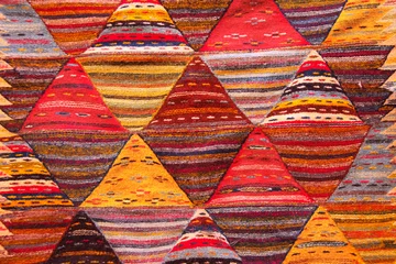 Foto op Plexiglas Textuur van berber traditioneel woltapijt, Marokko, Africa © frenta