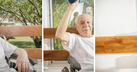 Active elderly people rehab with weights