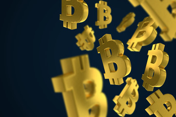 Bitcoin digital currency symbol concept. 3D Rendering