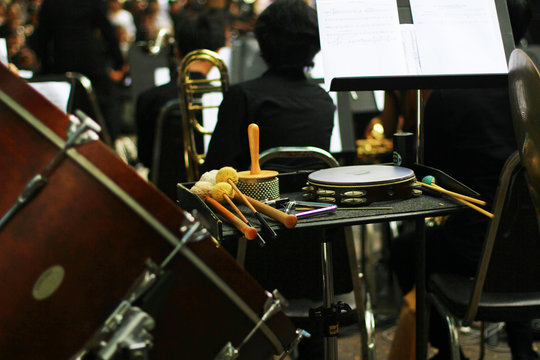 musical instrument on the stage of music band