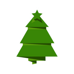 Fototapeta premium Creative Christmas tree card. Vector origami