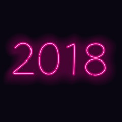 2018 pink neon glowing vector sign