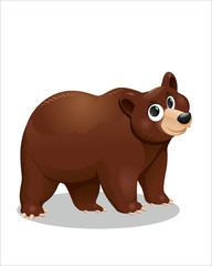 Cute brown Bear with big eyes - vector drawing - isolate white background