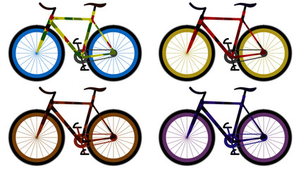 Set of 4 funny vector bikes