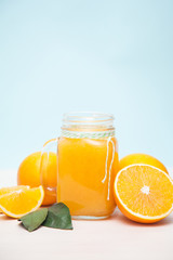 Fresh orange juice in a jar
