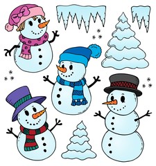 Stylized snowmen theme drawings 1