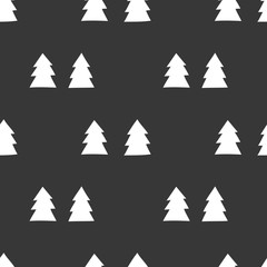 Obraz premium Black and white wrapping paper. Vector seamless geometric pattern with Christmas trees.