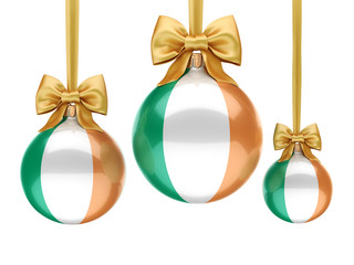 3D rendering Christmas ball with the flag of Ireland