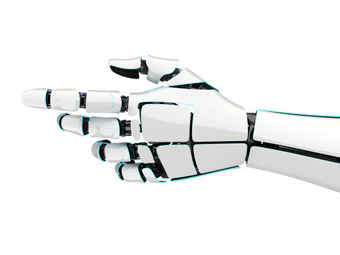 3D rendering robotic hand on a white background
