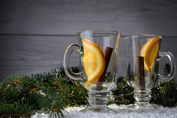 preliminary preparation of glasses for mulled wine. Empty glasses for mulled wine
