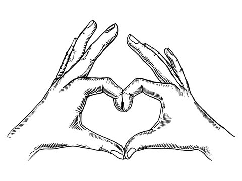 heart hands drawing