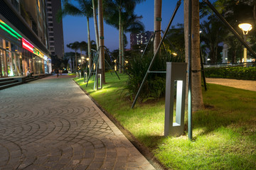 Garden glowing decoration light in the park at night