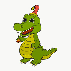 Merry Crocodile in a Christmas Cap