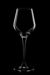 A glass for white wine, black and white