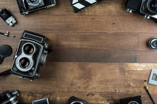 vintage camera with dual lens system