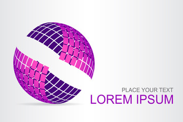 Logo stylized spherical surface with abstract shapes