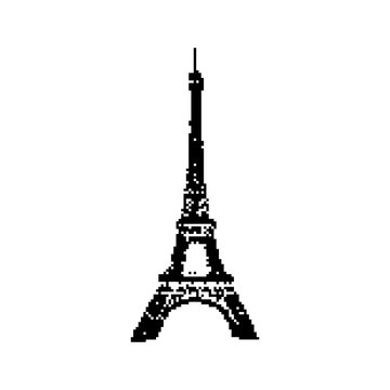 Eiffel Tower Paris 8 bit minimalistic pixel art vector illustration isolated on white background