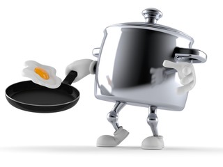 Kitchen pot character holding frying pan