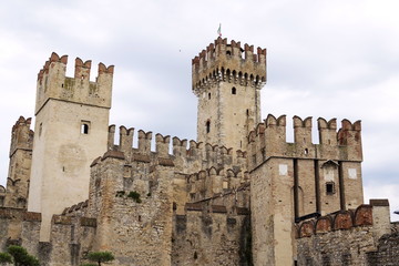 Medieval port fortification of the Scaliger Castle in Sirmione, Italy