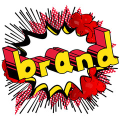 Brand - Comic book style word on abstract background.