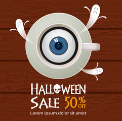 Halloween sale offer poster design concept