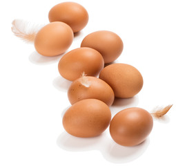 Eight chicken eggs